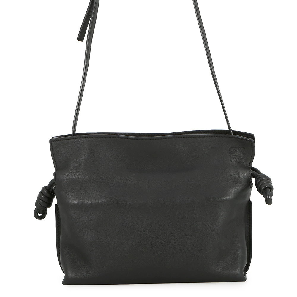 Loewe Flamenco Shoulder Bag Clutch Calf Leather Black